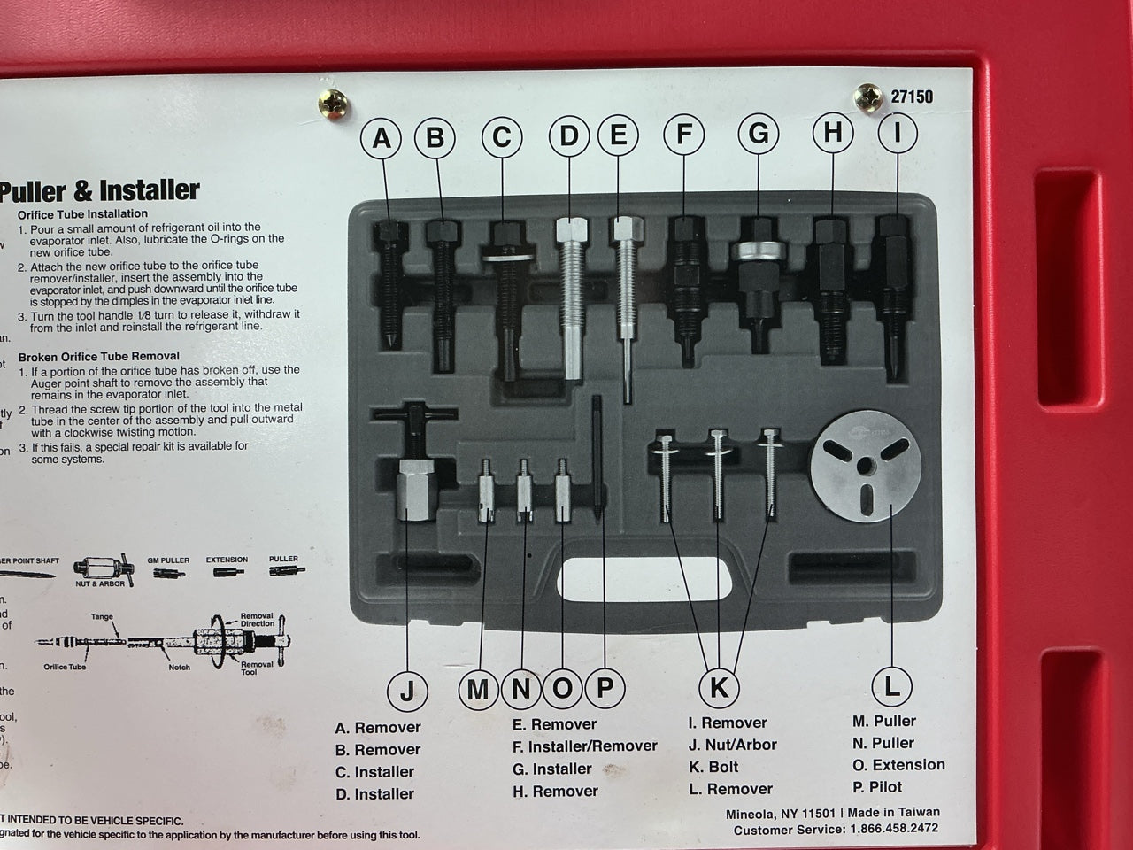 USED #60 - OEM TOOLS 27150 A/C Compressor Clutch Hub Removal Install Tool Set