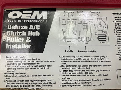 USED # 1 Oem Tools 27150 A/C Compressor Clutch Hub Removal Install Tool Set Kit