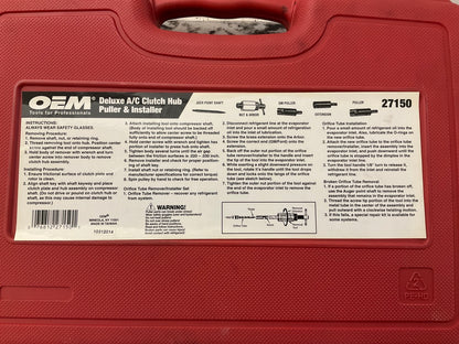 OEM TOOLS 27150 A/C Compressor Clutch Hub Removal & Installation Tool Set Kit
