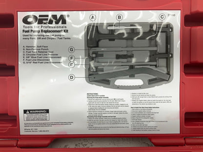 USED #13 OEM TOOLS 27160 Fuel Pump Replacement Tool Set Kit For GM Chrysler Ford