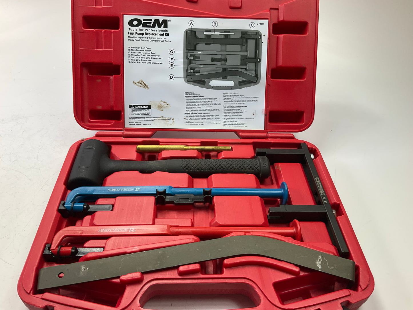 USED #15 OEM TOOLS 27160 Fuel Pump Replacement Tool Set Kit For GM Chrysler Ford