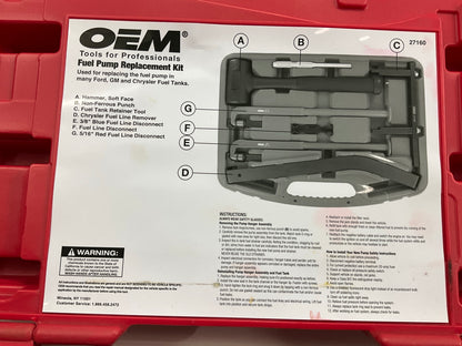 USED #16 OEM TOOLS 27160 Fuel Pump Replacement Tool Set Kit For GM Chrysler Ford