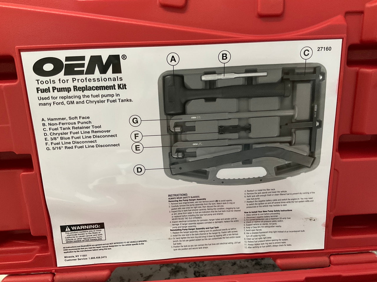 OEM TOOLS 27160 Fuel Pump Replacement Tool Set Kit: For GM, Chrysler & Ford