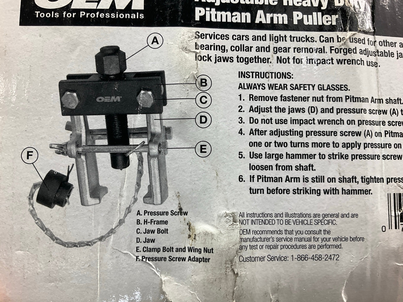 USED #24 OEM Tools 27170 Heavy Duty Pitman Arm Puller Pull