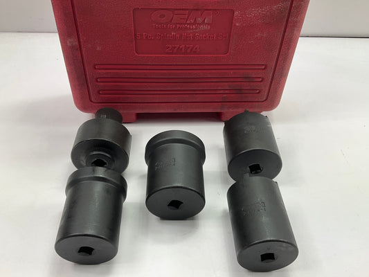 USED #13 OEM Tools 27174 1/2'' Drive 5-Piece Spindle Nut Locknut Axle Socket Set