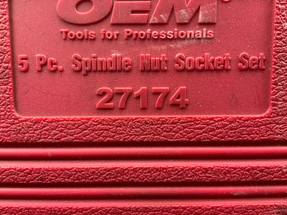 USED #13 OEM Tools 27174 1/2'' Drive 5-Piece Spindle Nut Locknut Axle Socket Set