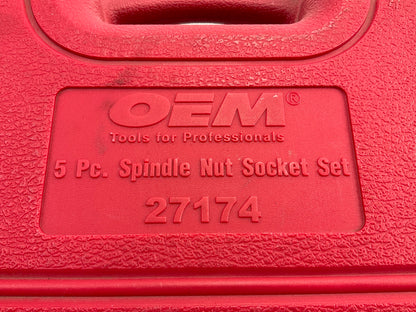 USED #21 OEM Tools 27174 1/2'' Drive 5-Piece Spindle Nut Locknut Axle Socket Set