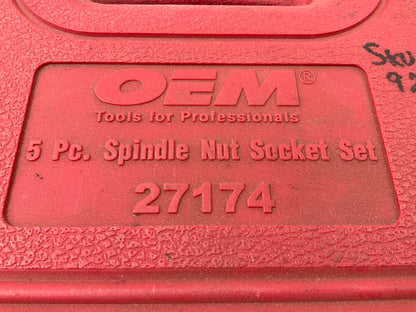 USED #24 OEM Tools 27174 1/2'' Drive 5-Piece Spindle Nut Locknut Axle Socket Set