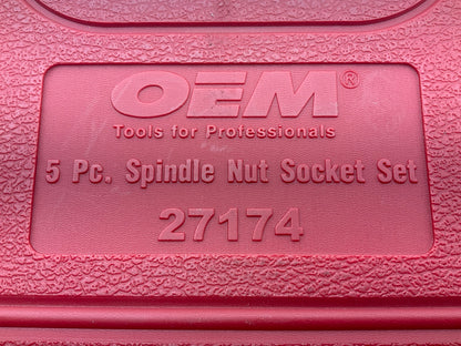 USED #40 OEM Tools 27174 1/2'' Drive 5-Piece Spindle Nut Locknut Axle Socket Set