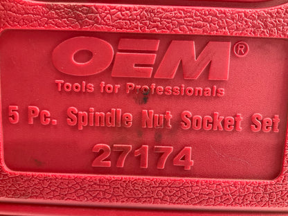 USED #41 OEM Tools 27174 1/2'' Drive 5-Piece Spindle Nut Locknut Axle Socket Set