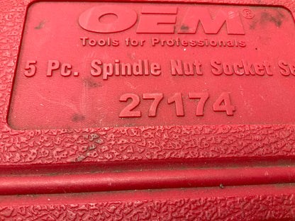 USED #45 OEM Tools 27174 1/2'' Drive 5-Piece Spindle Nut Locknut Axle Socket Set