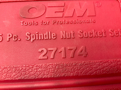 USED #46 OEM Tools 27174 1/2'' Drive 5-Piece Spindle Nut Locknut Axle Socket Set