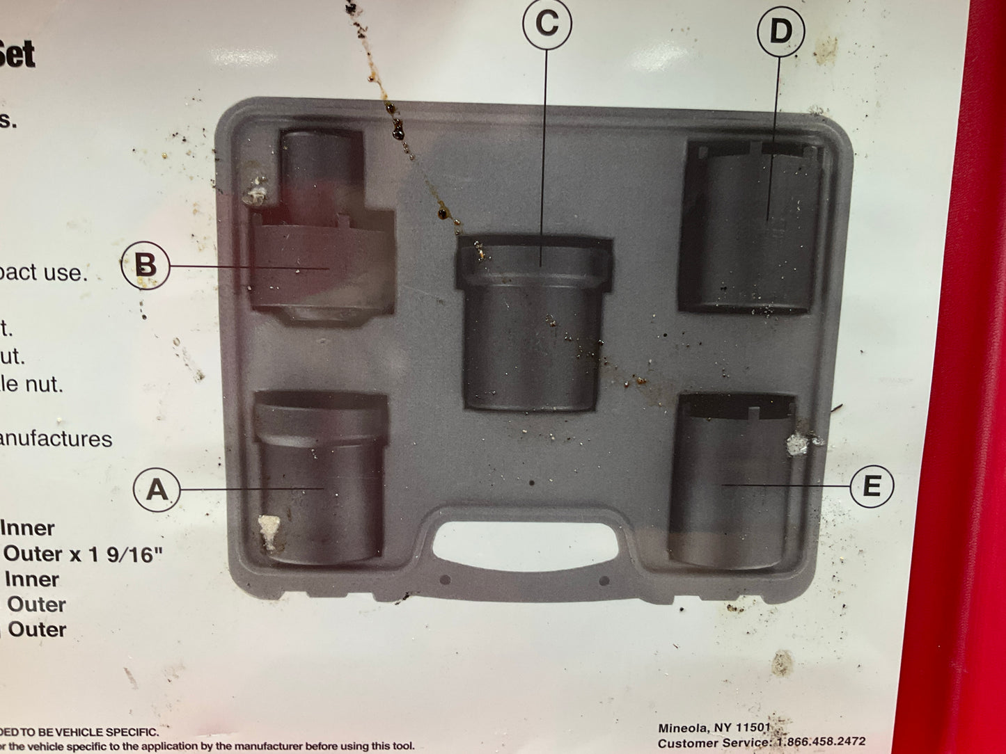 USED #47 OEM Tools 27174 1/2'' Drive 5-Piece Spindle Nut Locknut Axle Socket Set