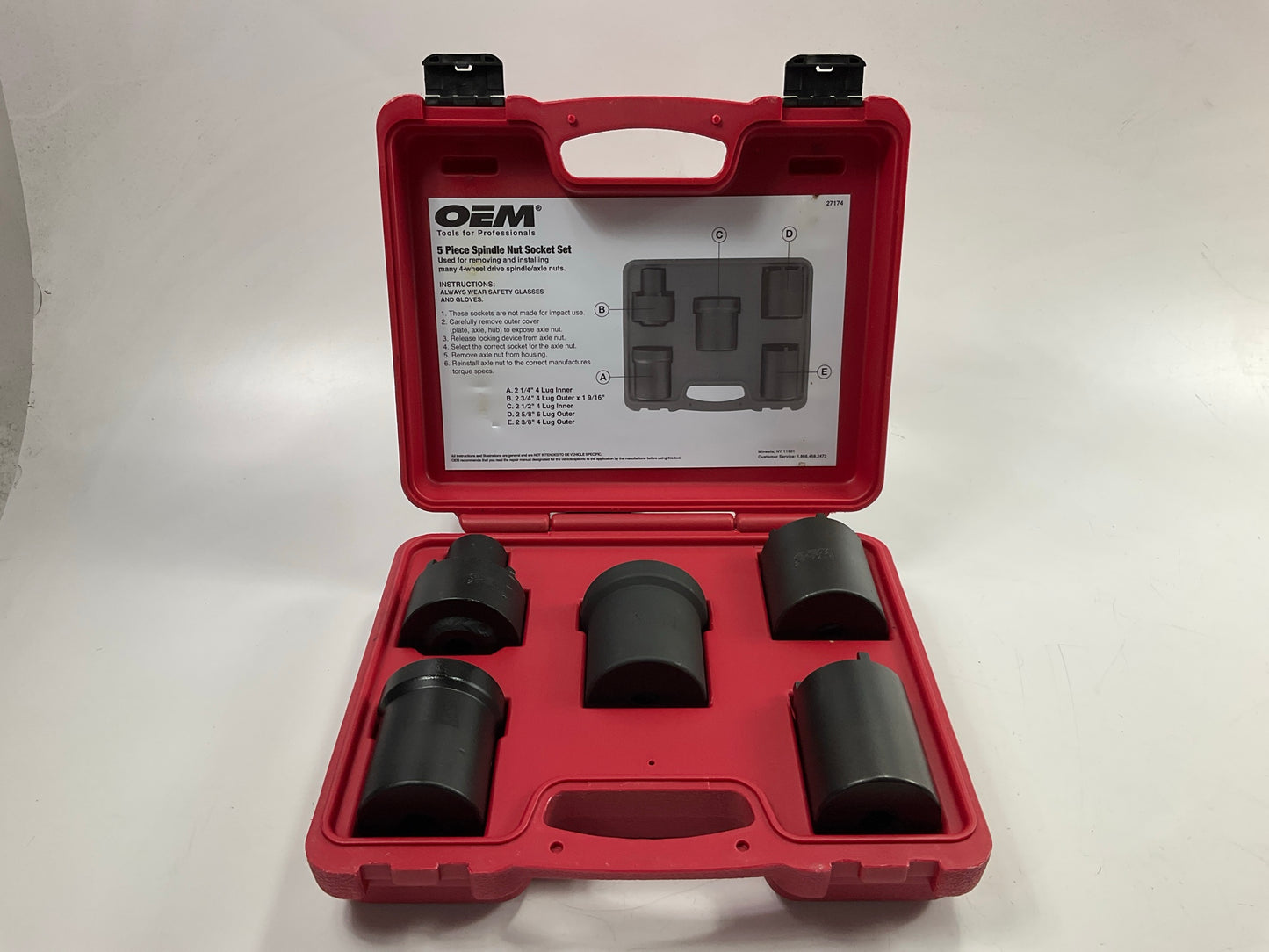 USED #48 OEM Tools 27174 1/2'' Drive 5-Piece 4WD Spindle Nut Remover Socket Tool