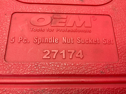 USED #50 OEM Tools 27174 1/2'' Drive 5-Piece Spindle Nut Locknut Axle Socket Set