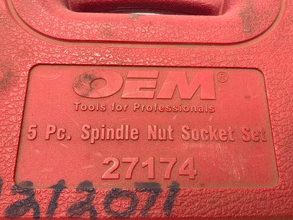 USED #54 OEM Tools 27174 1/2'' Drive 5-Piece Spindle Nut Locknut Axle Socket Set