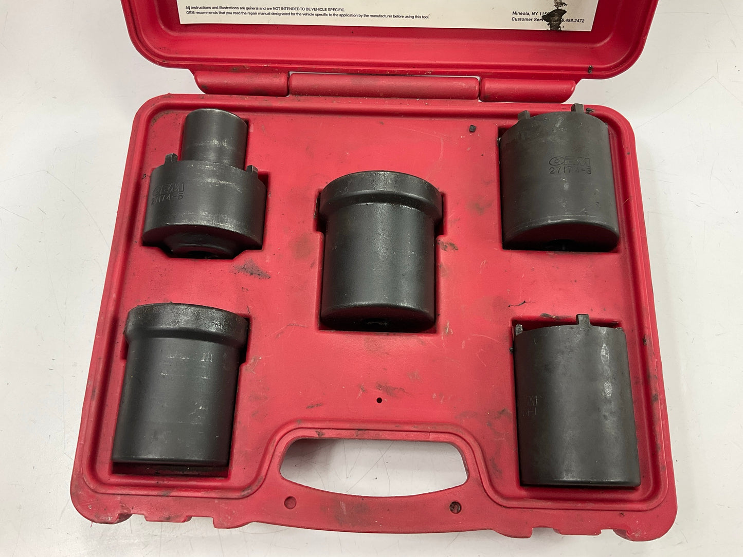 USED #55 OEM Tools 27174 1/2'' Drive 5-Piece Spindle Nut Locknut Axle Socket Set