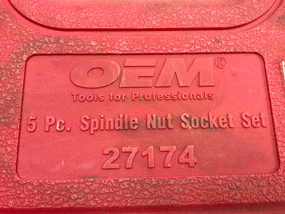 USED #55 OEM Tools 27174 1/2'' Drive 5-Piece Spindle Nut Locknut Axle Socket Set