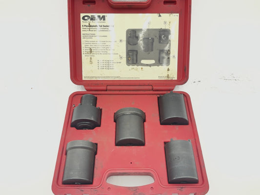 USED #58 OEM Tools 27174 1/2'' Drive 5-Piece Spindle Nut Locknut Axle Socket Set