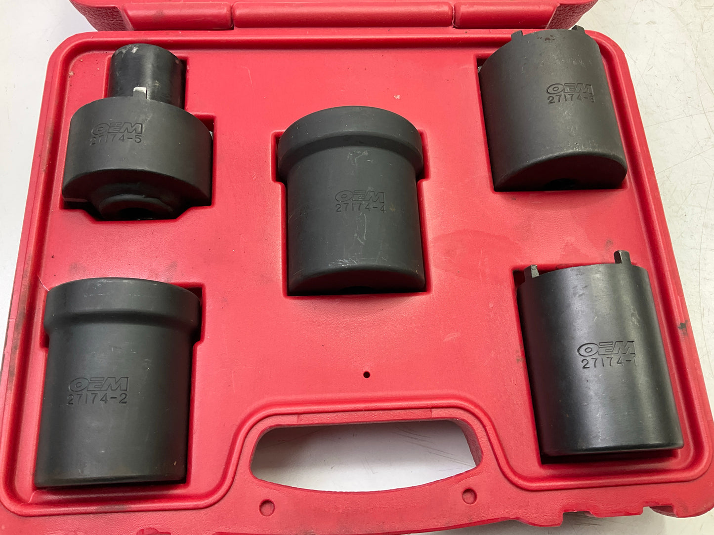 USED #62 OEM Tools 27174 1/2'' Drive 5-Piece Spindle Nut Locknut Axle Socket Set