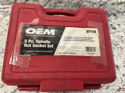 USED  OEM Tools 27174 1/2'' Drive 5-Piece 4WD Spindle Nut Remover Socket Tool Set