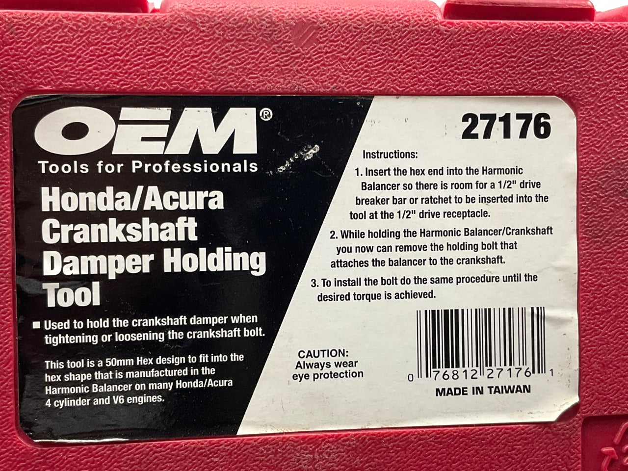 USED #17 - OEM Tools 27176 Crankshaft Damper Holding Tool For Honda / Acura