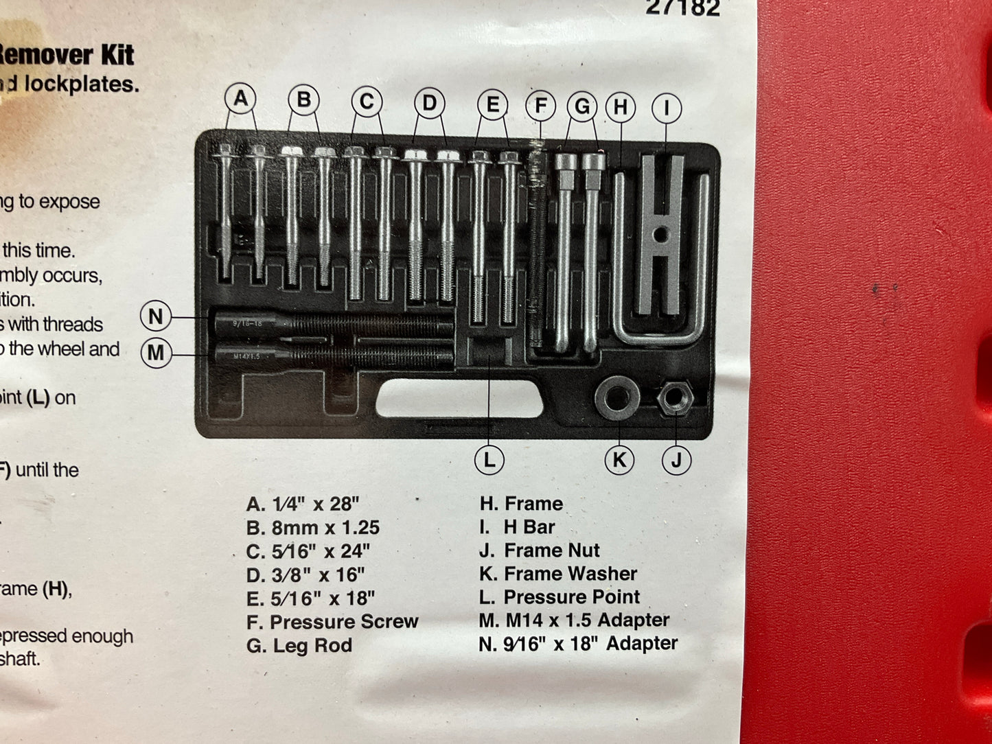 USED #28 - OEM TOOLS 27182 Steering Wheel Puller Set Removal Kit Lock Plate Tool