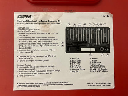 USED #2 - OEM TOOLS 27182 Steering Wheel Puller Set Removal Kit Lock Plate Tool