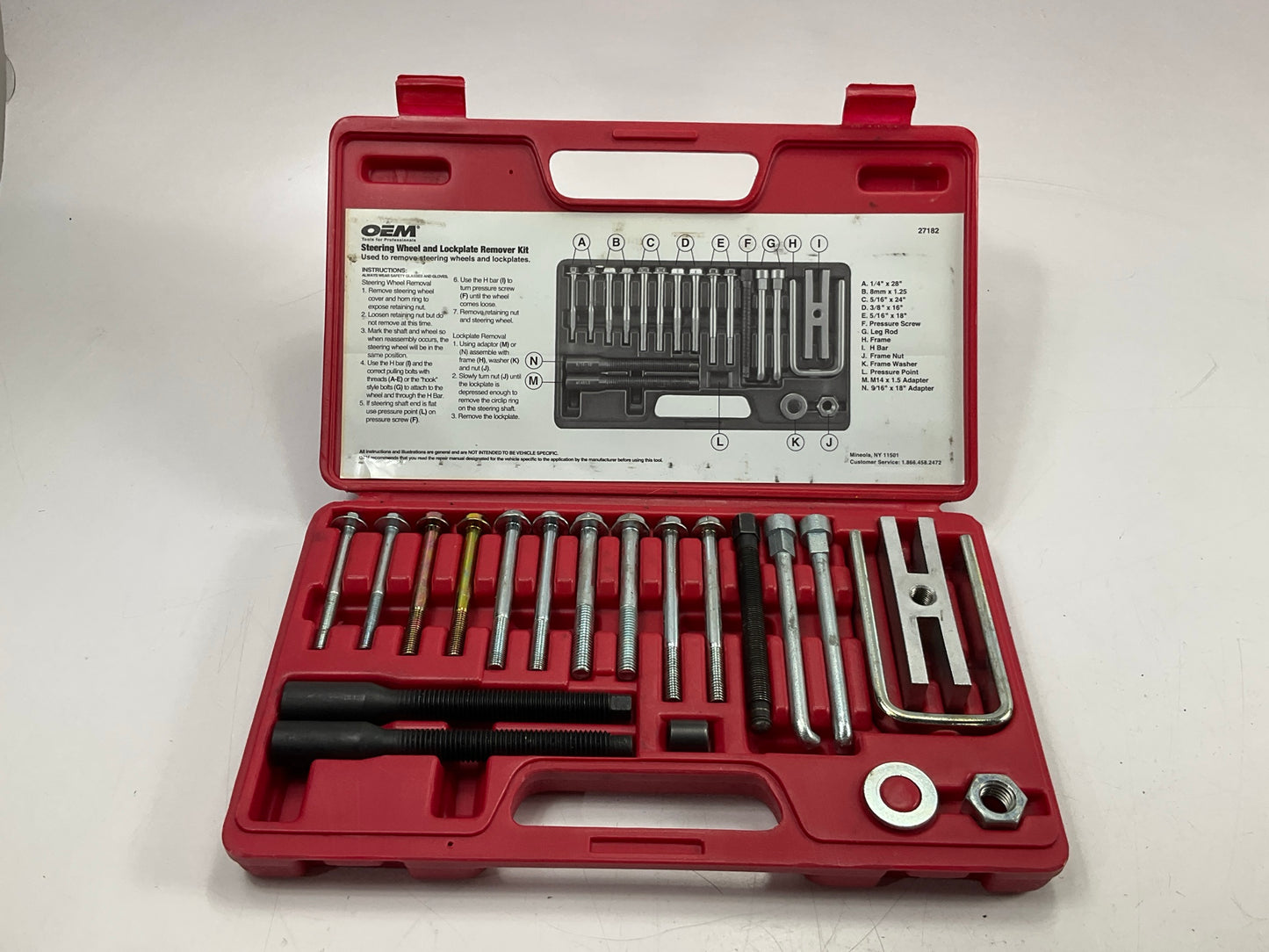 USED #31 - OEM TOOLS 27182 Steering Wheel Puller Set Removal Kit Lock Plate Tool