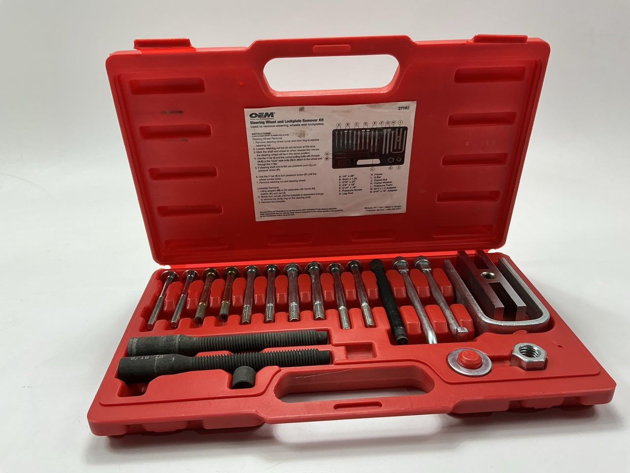USED #35 - OEM TOOLS 27182 Steering Wheel Puller Set Removal Kit Lock Plate Tool