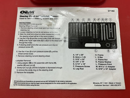 USED #35 - OEM TOOLS 27182 Steering Wheel Puller Set Removal Kit Lock Plate Tool