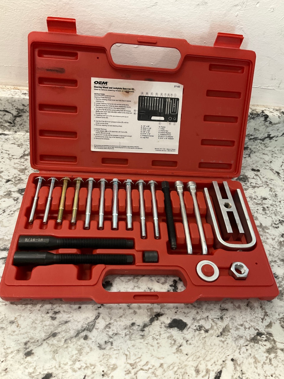 BOX WEAR - OEM TOOLS 27182 Steering Wheel Puller Set Removal Kit Lock Plate Tool