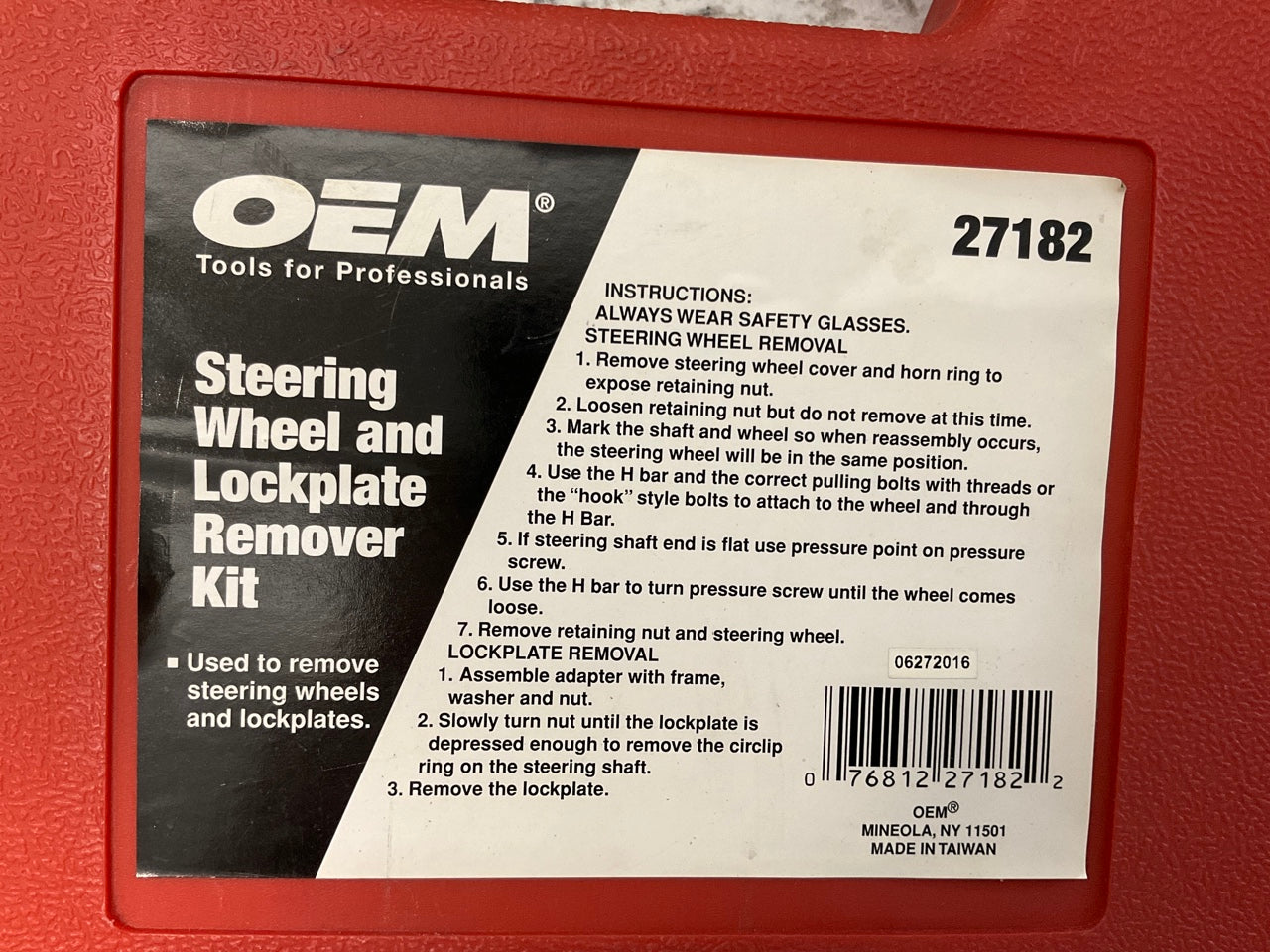 BOX WEAR - OEM TOOLS 27182 Steering Wheel Puller Set Removal Kit Lock Plate Tool