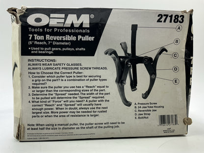 USED #17 - OEM Tools 27183 Reversible Puller, 2 & 3 Jaw, 7-Ton, 7'' Spread