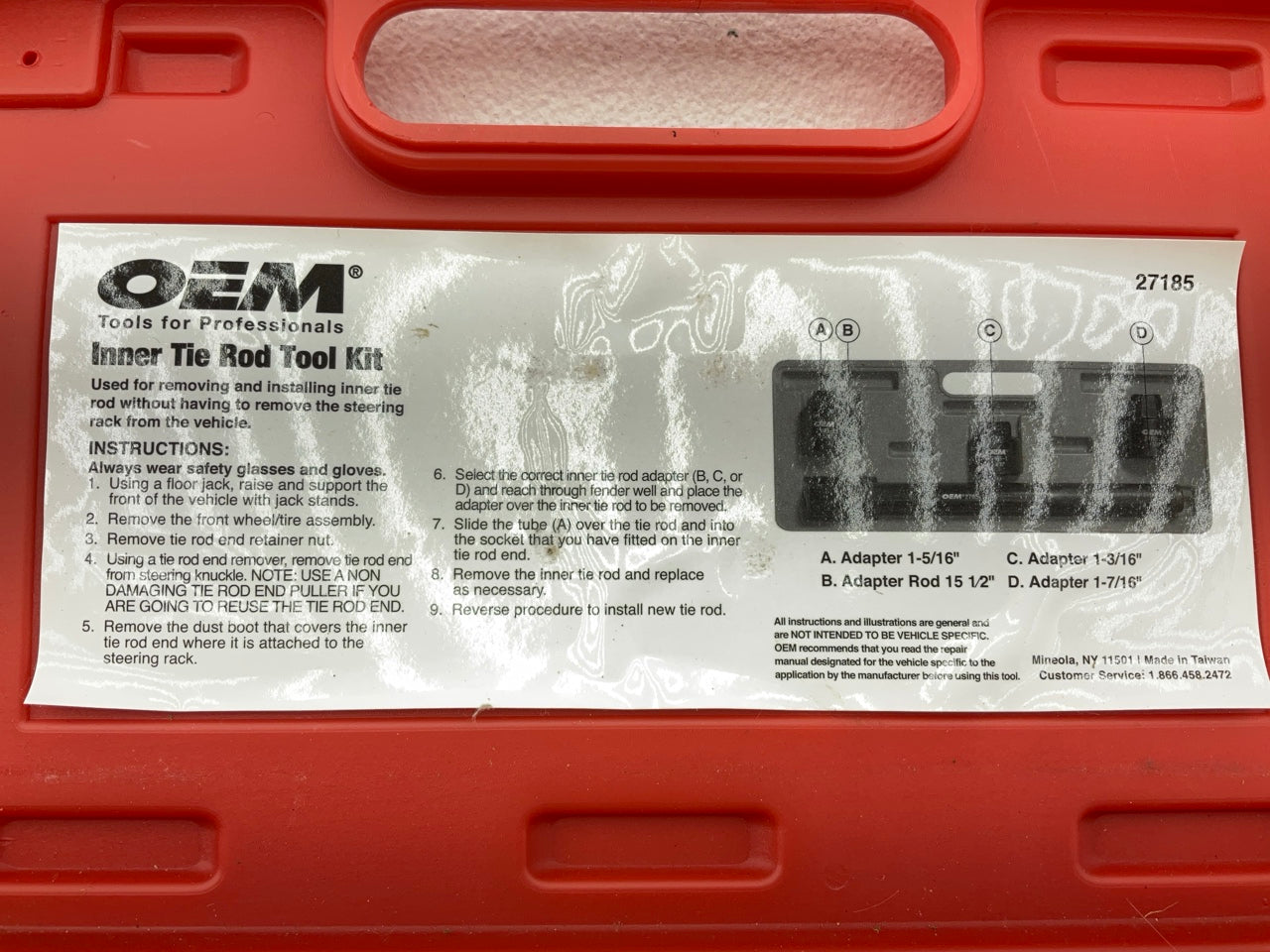 USED #38 - OEM Tools 27185 Inner Tie Rod Removal Tool Kit For Rack & Pinion