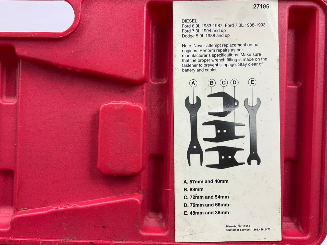 USED #11 OEM Tools 27186 9 Size Fan Clutch Wrench Set Remove From Water Pump