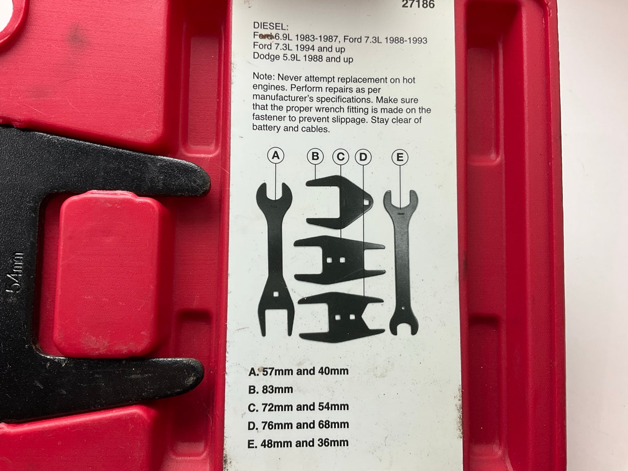USED #12 OEM Tools 27186 9 Size Fan Clutch Wrench Set Remove From Water Pump