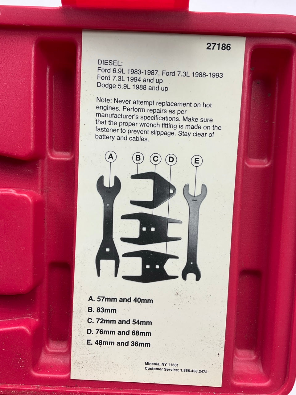 USED #15 OEM Tools 27186 9 Size Fan Clutch Wrench Set Remove From Water Pump