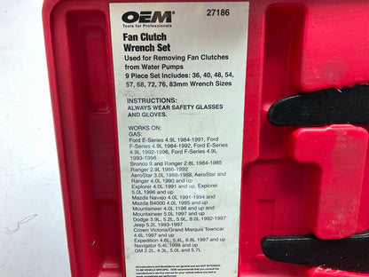 USED #16 OEM Tools 27186 9 Size Fan Clutch Wrench Set Remove From Water Pump