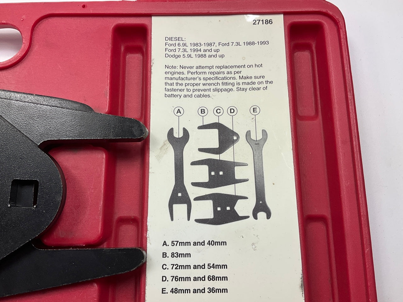 USED #18 OEM Tools 27186 9 Size Fan Clutch Wrench Set Remove From Water Pump
