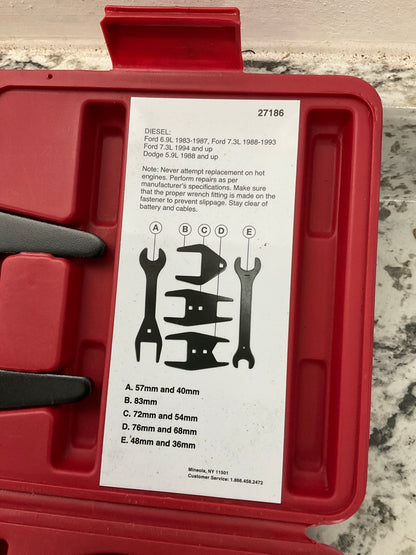 USED #1 OEM Tools 27186 5-PC 9 Size Fan Clutch Wrench Set Remove From Water Pump