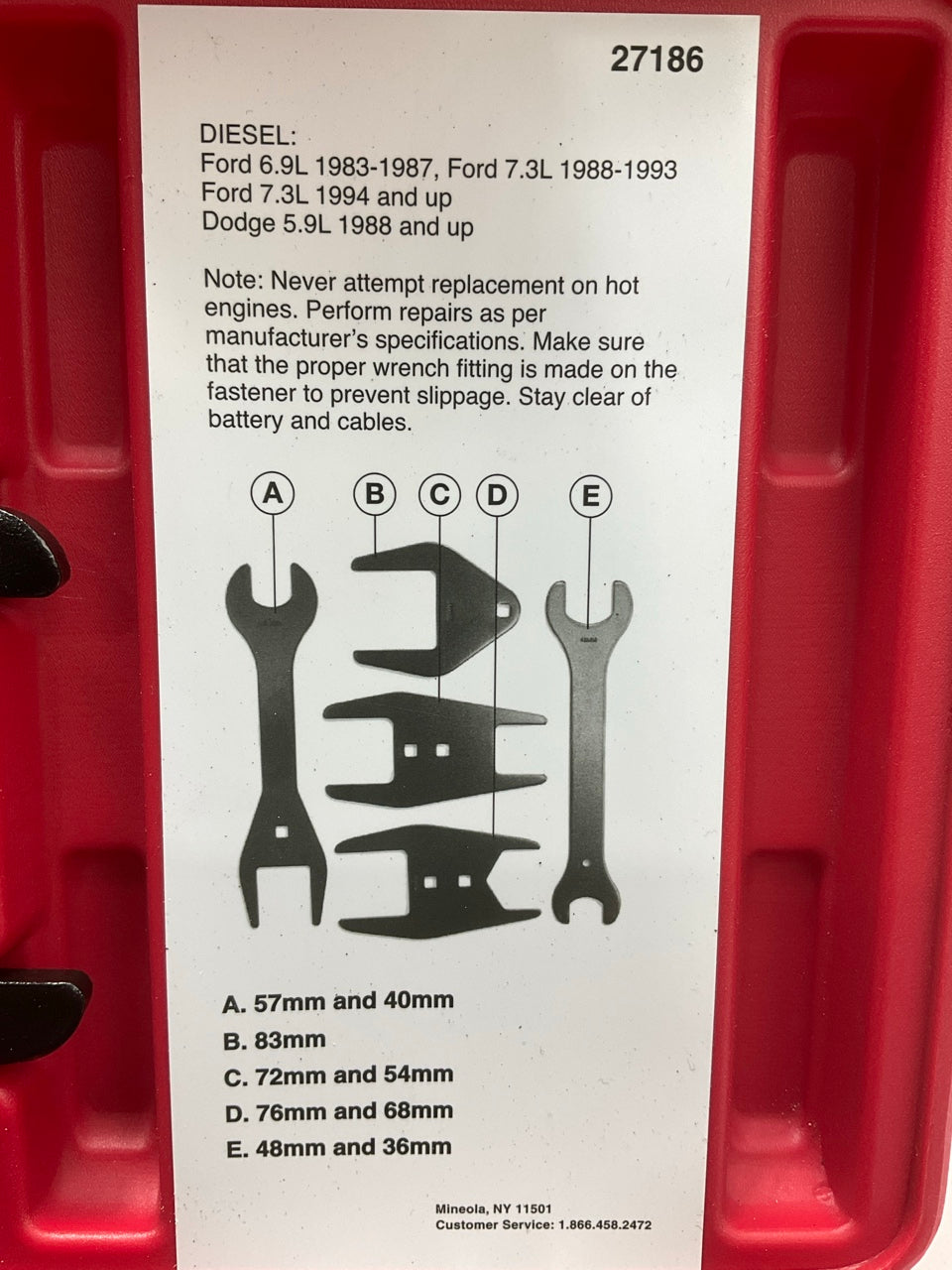 USED #21 OEM Tools 27186 9 Size Fan Clutch Wrench Set Remove From Water Pump