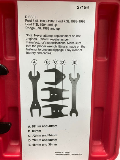 USED #21 OEM Tools 27186 9 Size Fan Clutch Wrench Set Remove From Water Pump