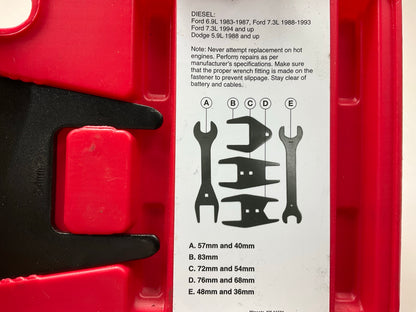 USED #27 OEM Tools 27186 9 Size Fan Clutch Wrench Set Remove From Water Pump