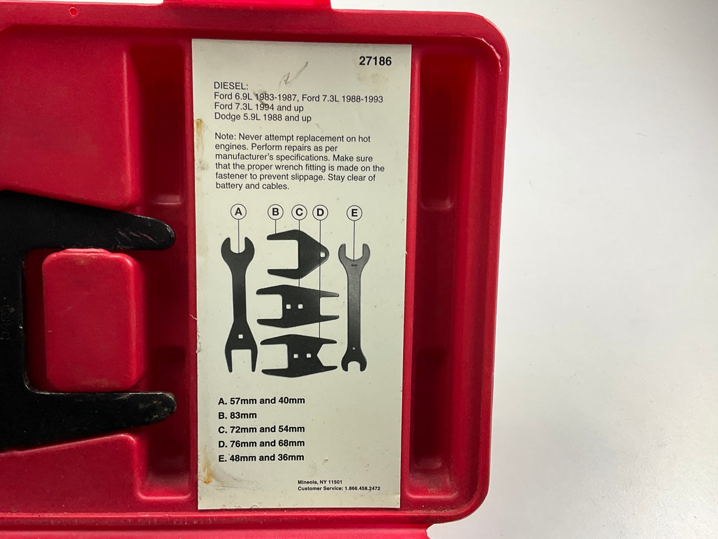 USED #28 OEM Tools 27186 9 Size Fan Clutch Wrench Set Remove From Water Pump