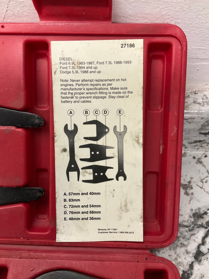 VERY LIGHTLY USED #2 OEM Tools 27186 Fan Clutch 5 PIECE Wrench Set