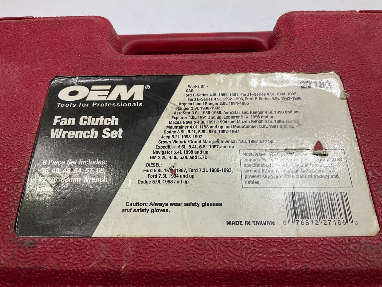 USED #33 OEM Tools 27186 9 Size Fan Clutch Wrench Set Remove From Water Pump