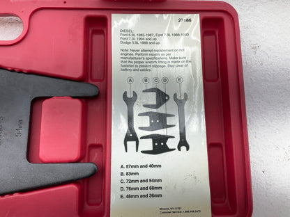 USED 37 OEM Tools 27186 5-PC 9 Size Fan Clutch Wrench Set Remove From Water Pump