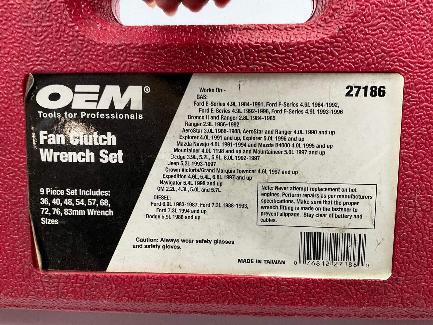 LIGHT USED 38 OEM Tool 27186 9 Size Fan Clutch Wrench Set Remove From Water Pump