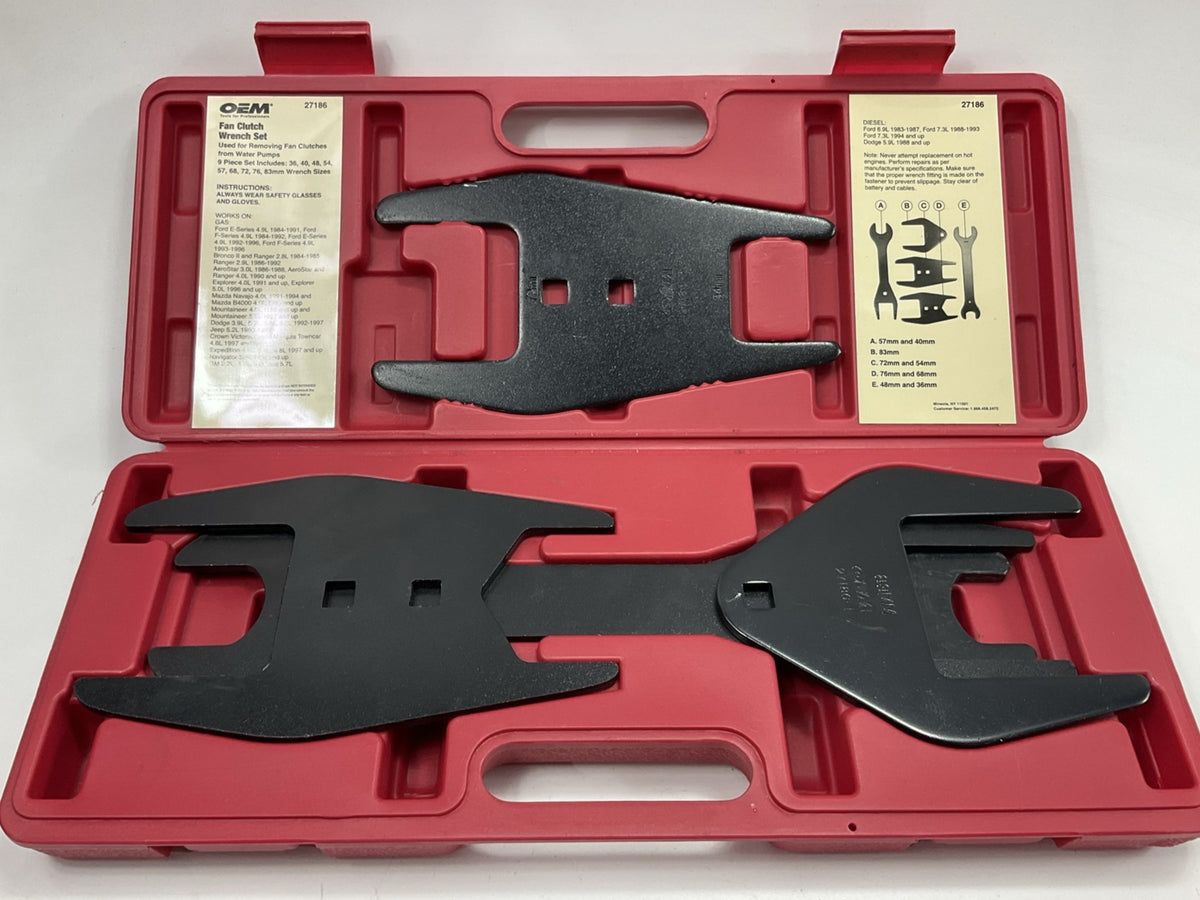 USED #43 OEM Tools 27186 9 Size Fan Clutch Wrench Set Remove From Water Pump